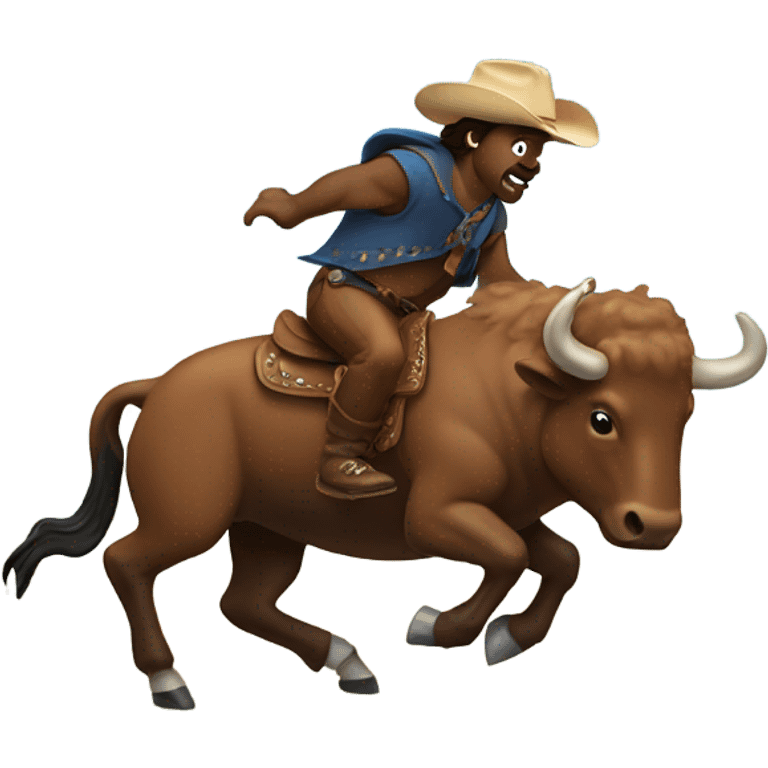 Bronco riding a buffalo  emoji