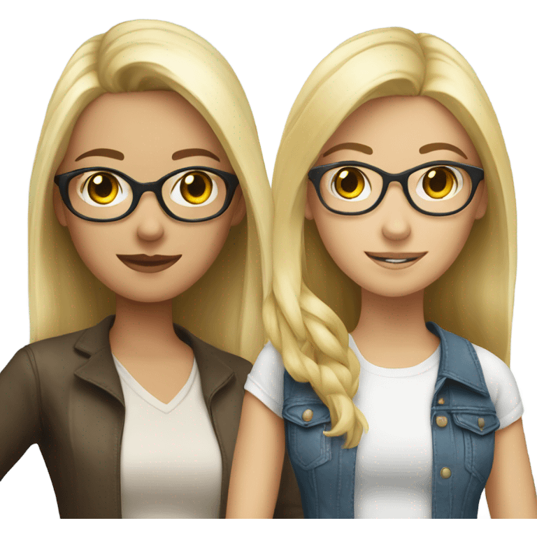 Pretty blonde girl and next to her is a brunette with glasses emoji