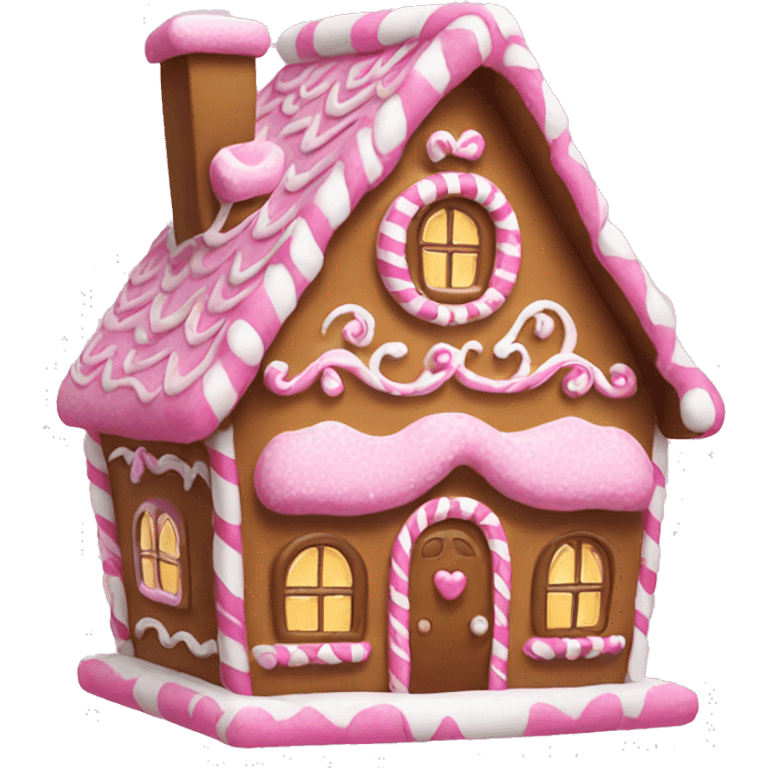 Pink cute gingerbread house  emoji