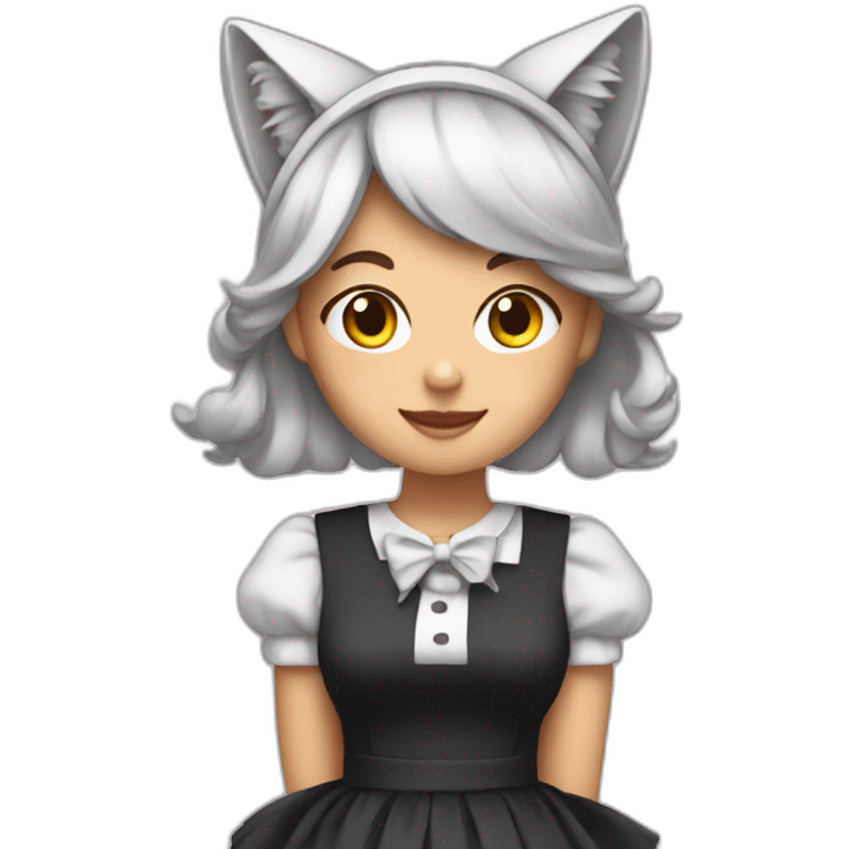 emoji in a maid dress with cat ears emoji