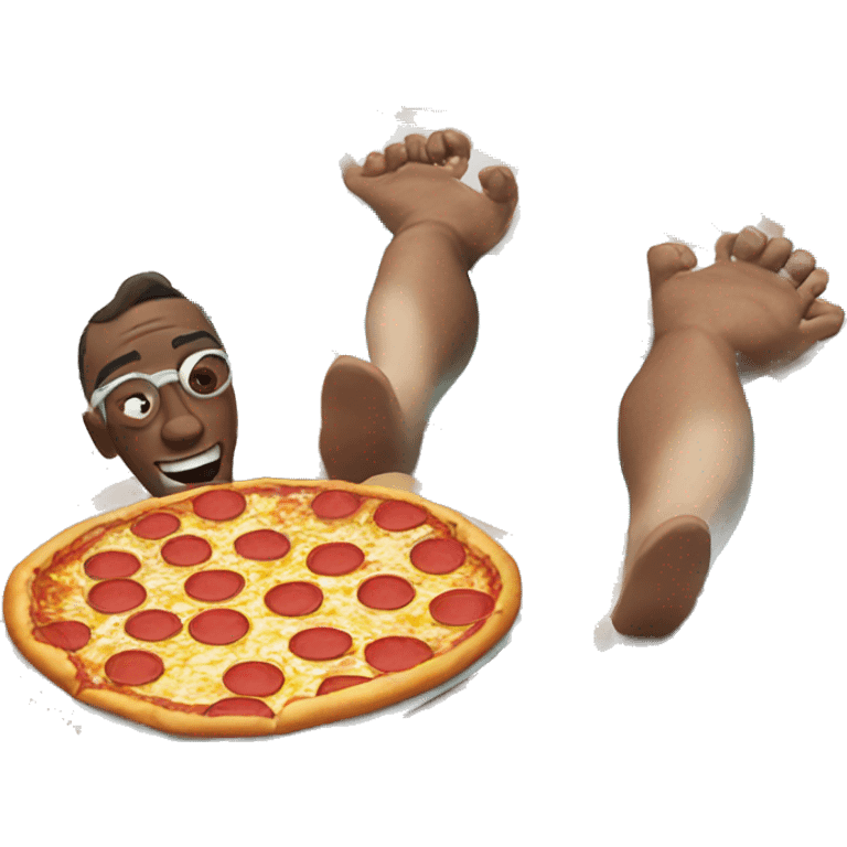 A man eating pizza in a swimming pool emoji