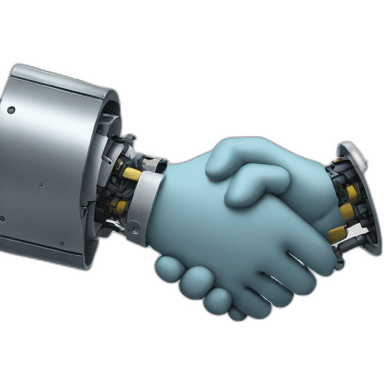 handshake with robot emoji