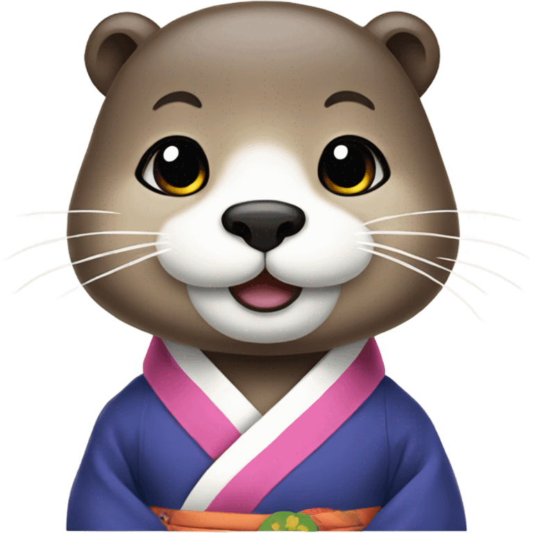 a otter face wearing traditional korean hanbok emoji