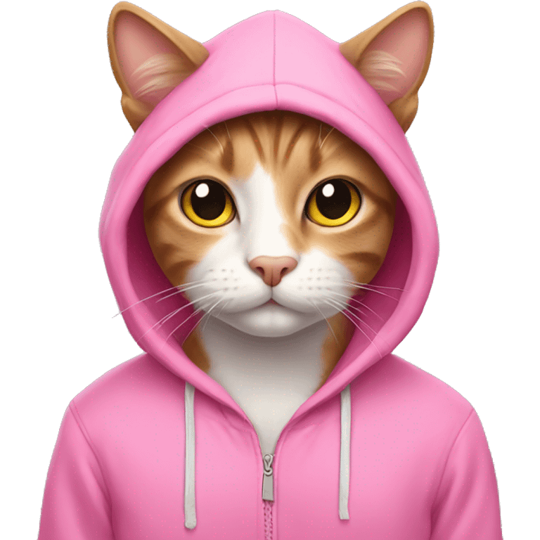 cat wearing a pink hoodie  emoji