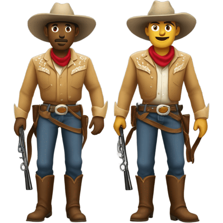 Two cowboys under a rainbow emoji