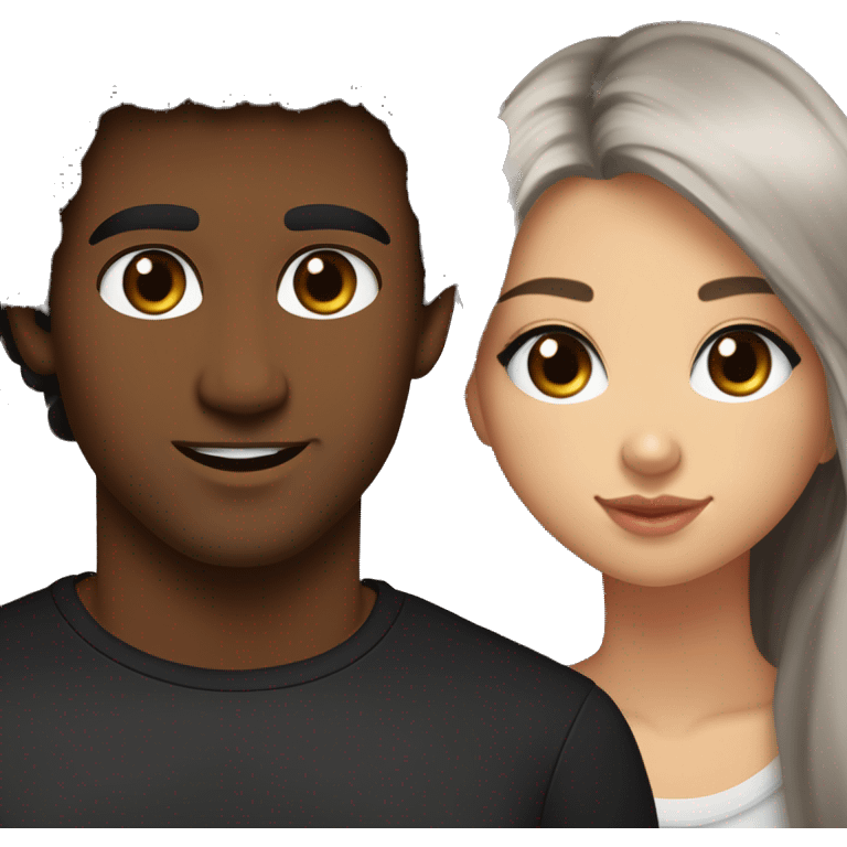 create nikola sebikova (teenage girl who has black long hair, silver star earings, brown eyes, eyeliner, black shirt) with her boyfriend Matt sturniolo (dark brownn fluffy hair with blur eyes) emoji