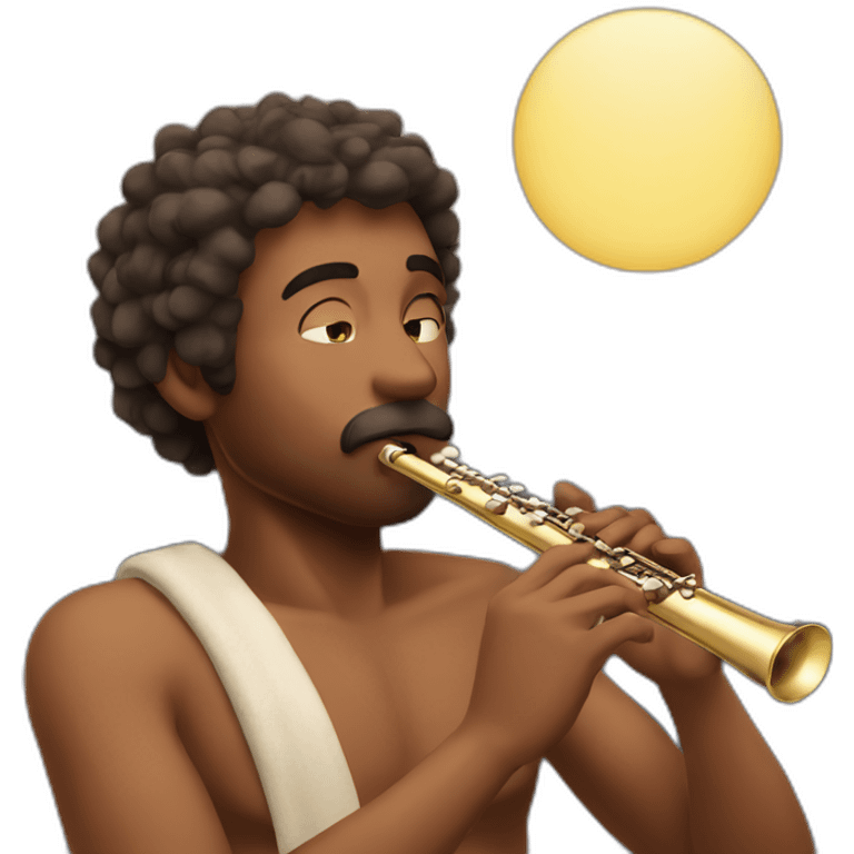 Shirtless man blowing a flute emoji