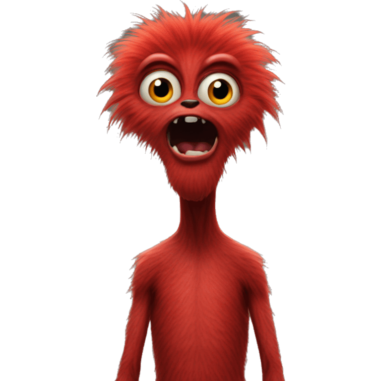 Red furry alien looking shocked emoji