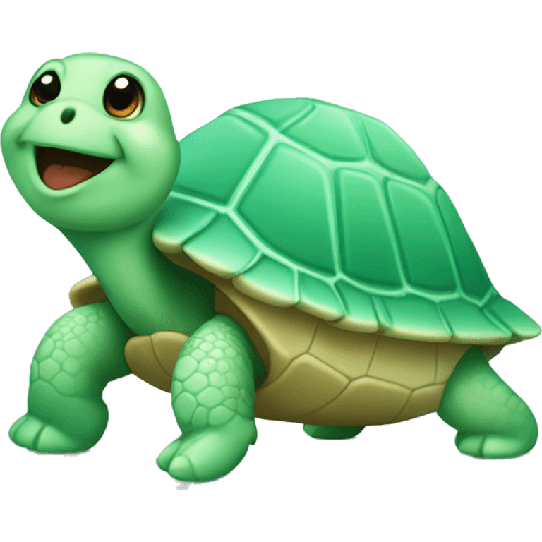 A very cute turtle that is all in mint green, even the shell emoji