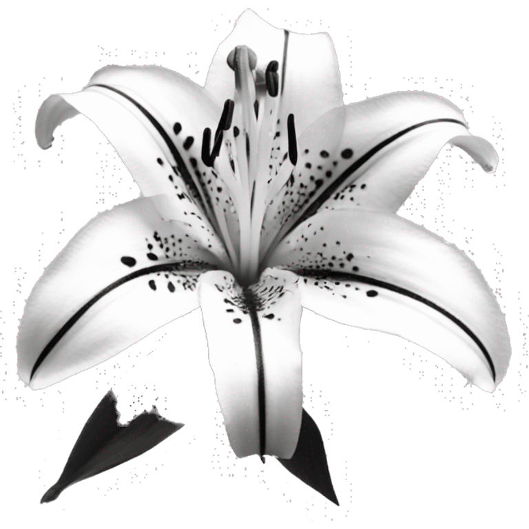 Stargazer lily in black and white emoji