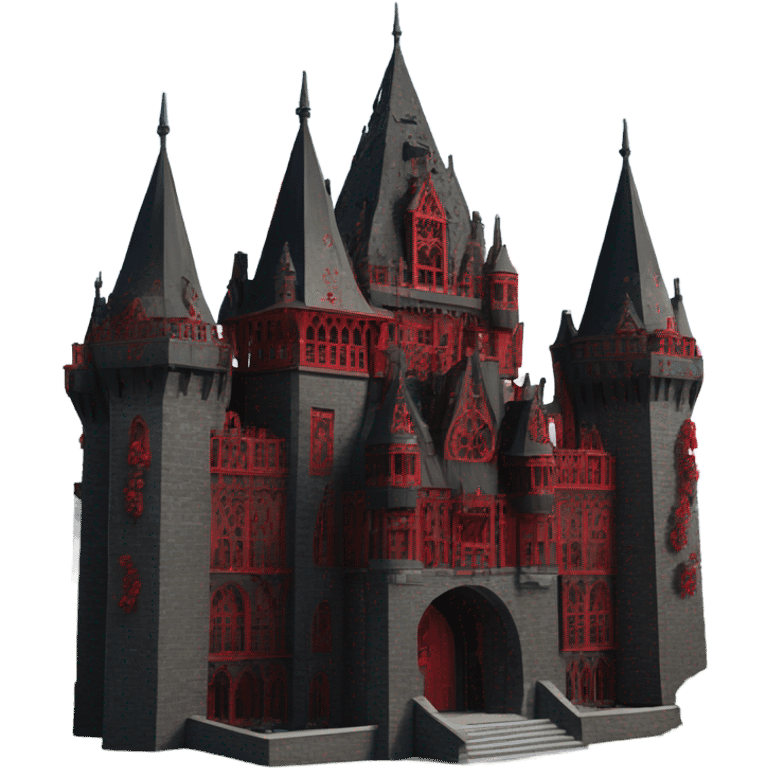 Black and red gothic castle with roses emoji