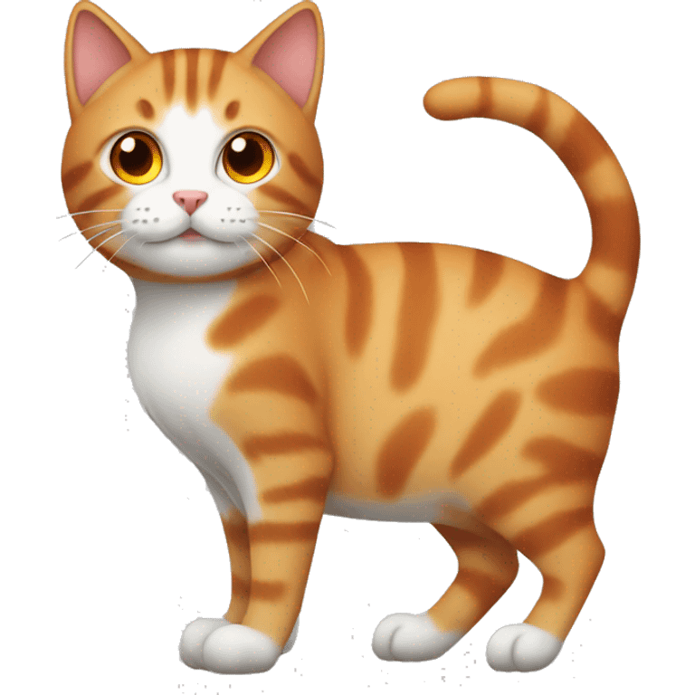 An tabby cat with an orange cat emoji