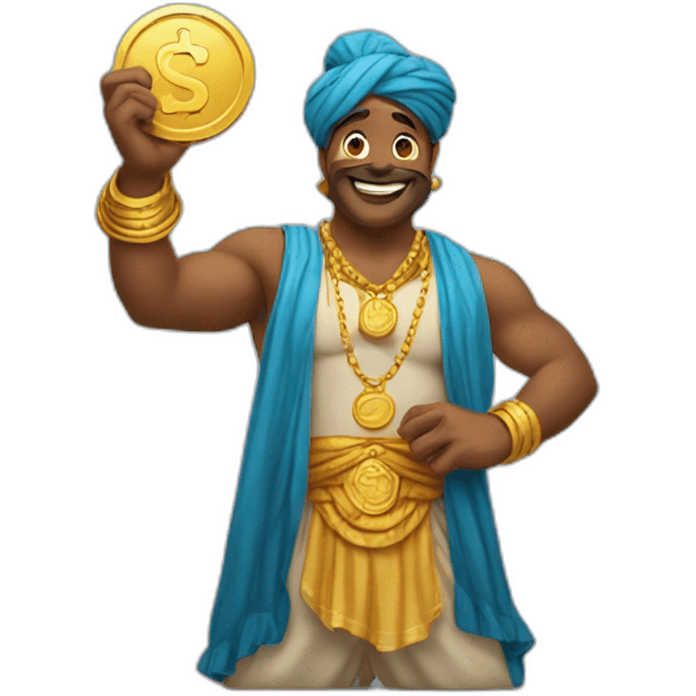 genie holding the big coin emoji