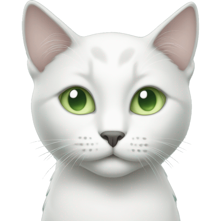 white grey cat with pale green eyes  emoji