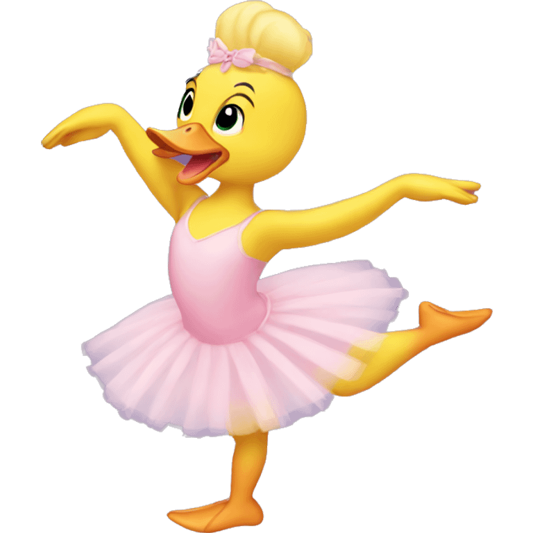 Yellow duckling doing ballerina emoji