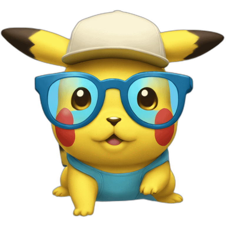 Pikachu lunette bleu emoji