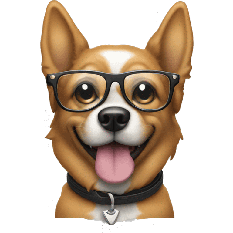 Dog with glasses and a motorcycle emoji