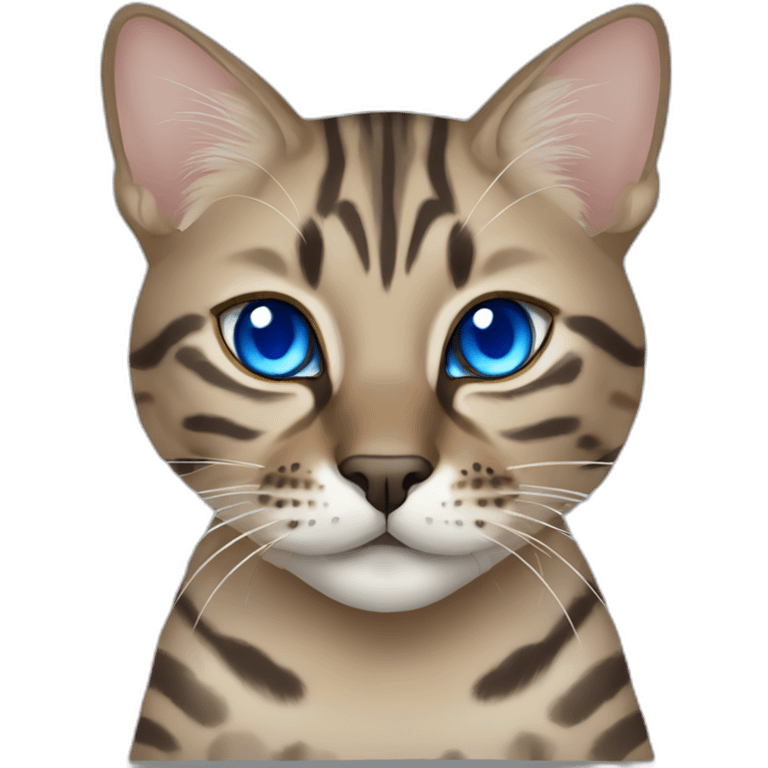 Dark beige/grey Bengal cat with blue eyes emoji