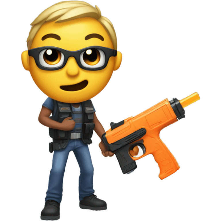 emoji with nerf gun in his mouth emoji