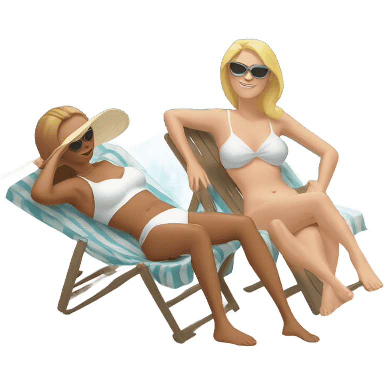 Two white women sunbathing by pool emoji