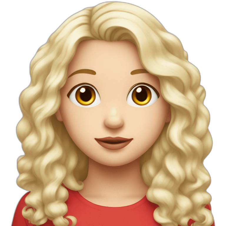 Une fille au cheveux rouge bouclés long et blanche de peau  emoji