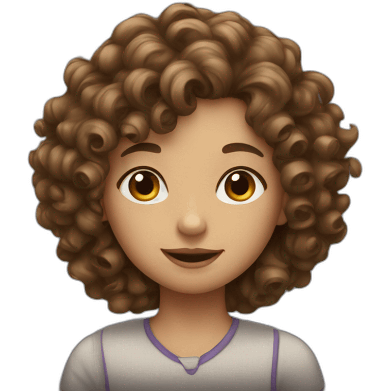 a girl named house with curly long dark brown hair emoji