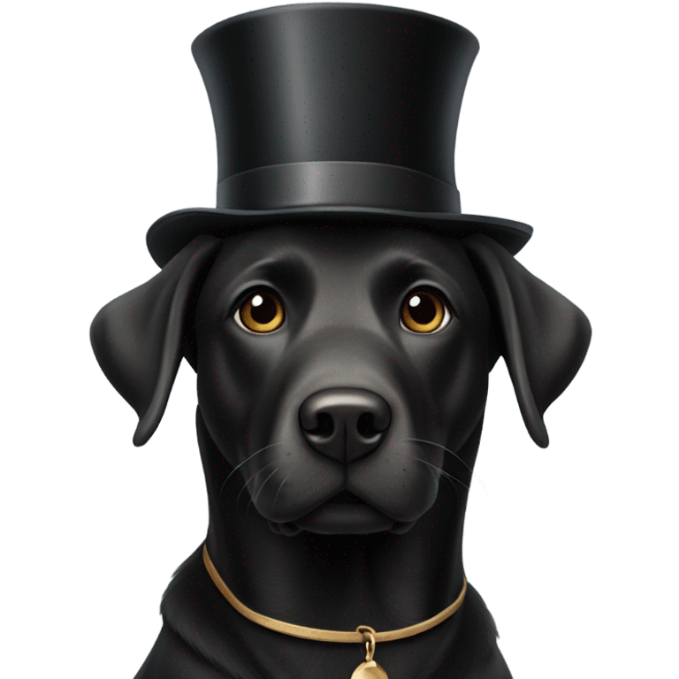 Black lab with a top hat emoji