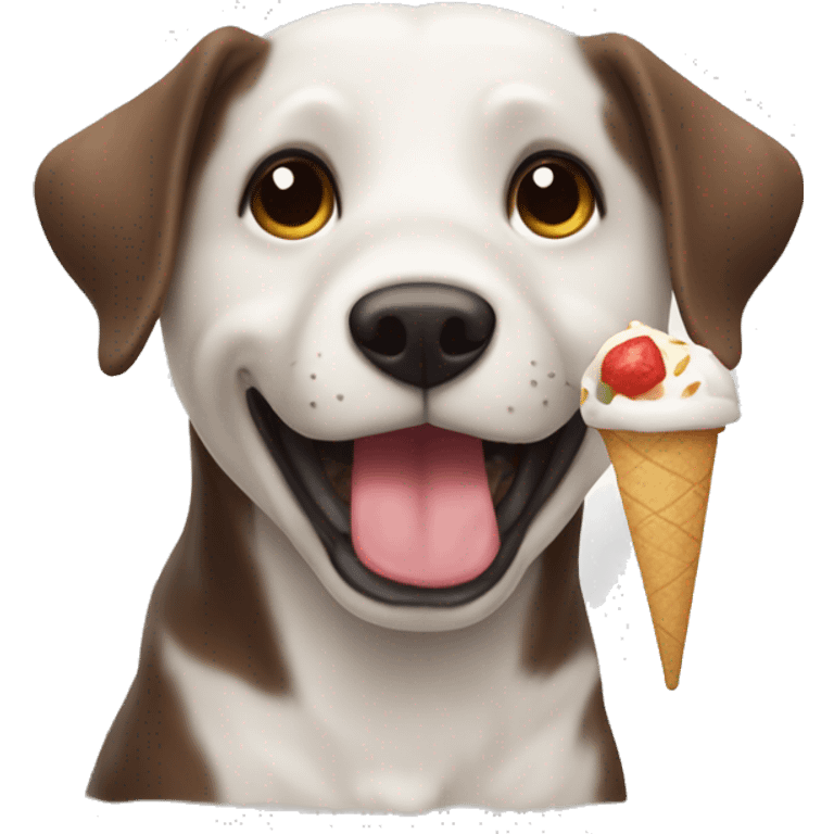 Un perro comiendo helado emoji