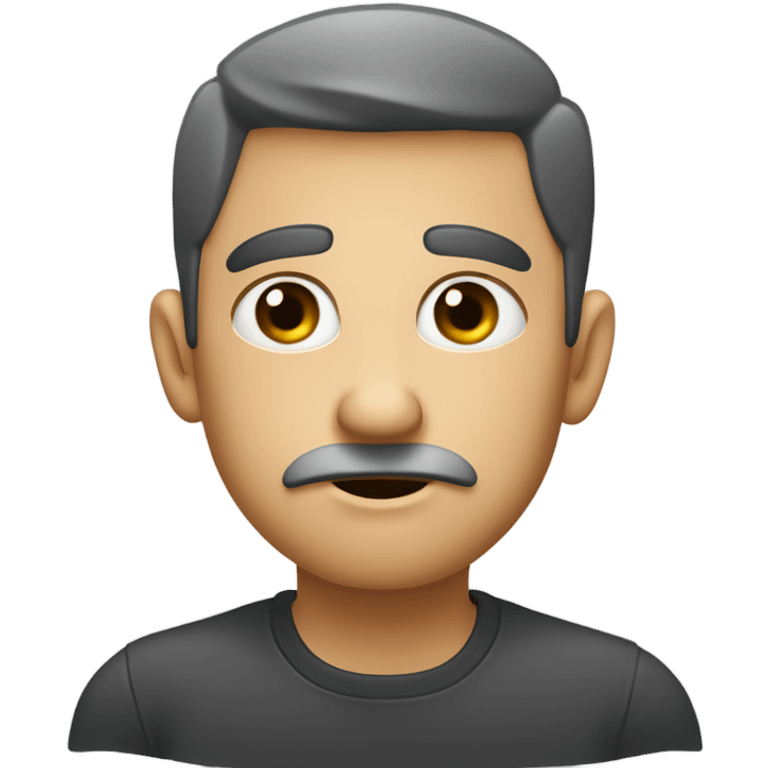 Create an emoji with a confused expression, wide eyes, and furrowed brows. Add a loading circle in the top left corner and a hand on the face, rubbing the chin or cheek, as if processing an idea emoji