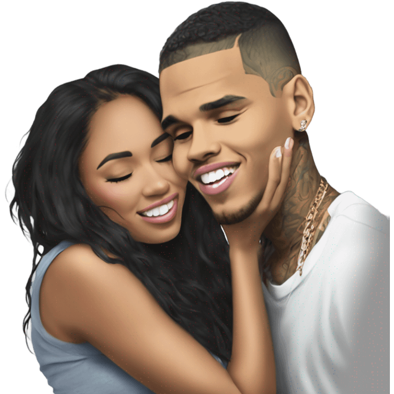 Hyper Realistic Chris Brown  Karruche Tran romantic photo  emoji