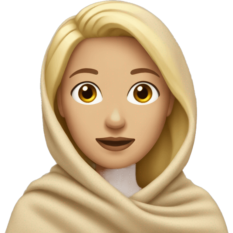 Blonde woman wearing a beige blanket emoji