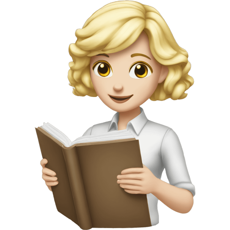 blonde mathelererin mit mathebuch in der hand  emoji