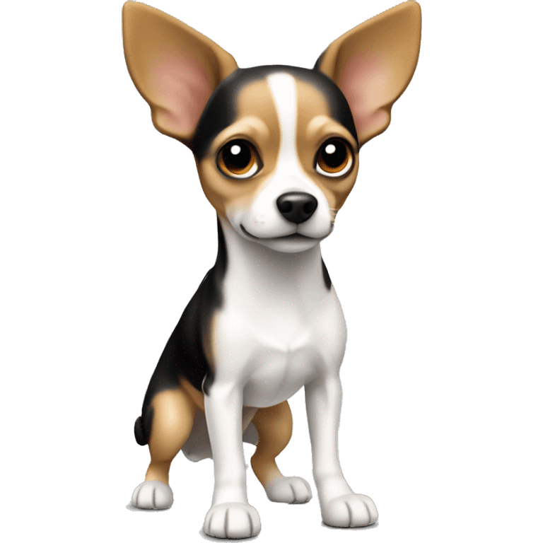 Chihuahua jack russel dog, black & white & tan full body  emoji