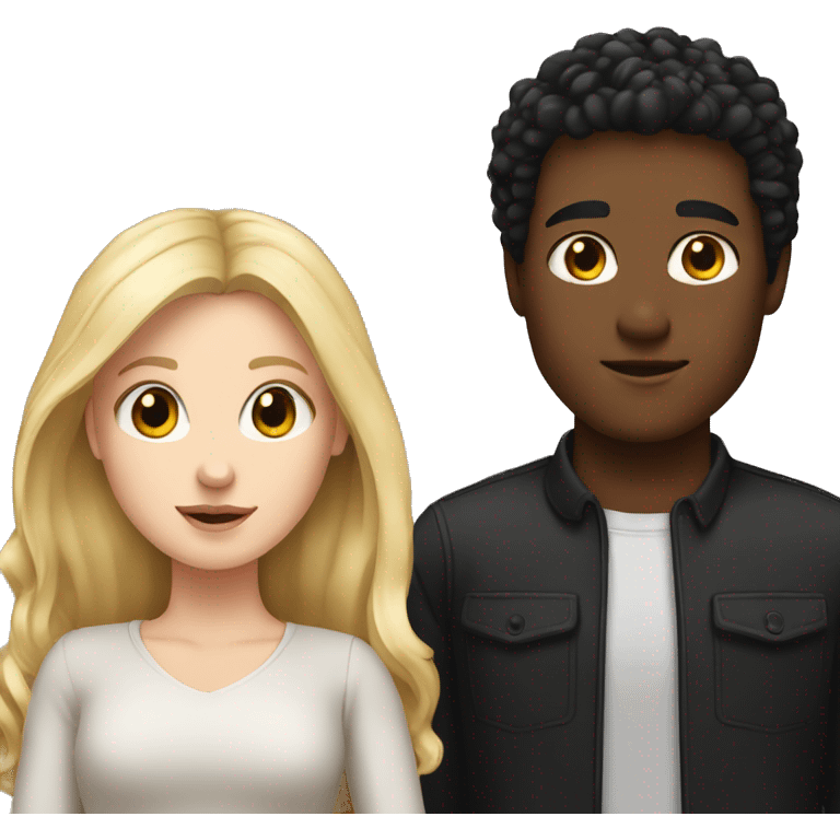 White girl with blond hair and brown guy with black hair emoji