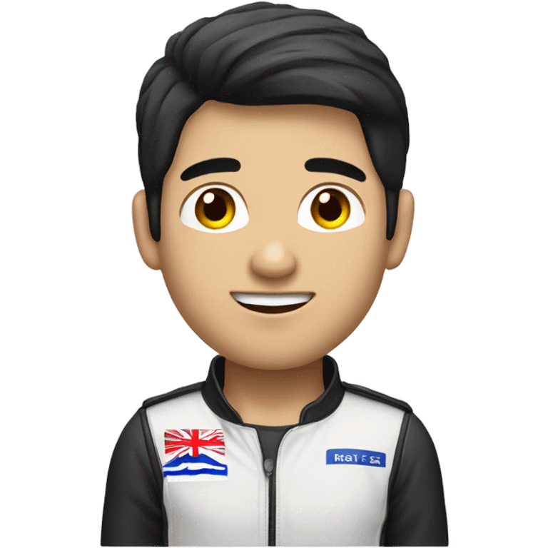 formula one driver, asian, black hair, black eyes, male emoji