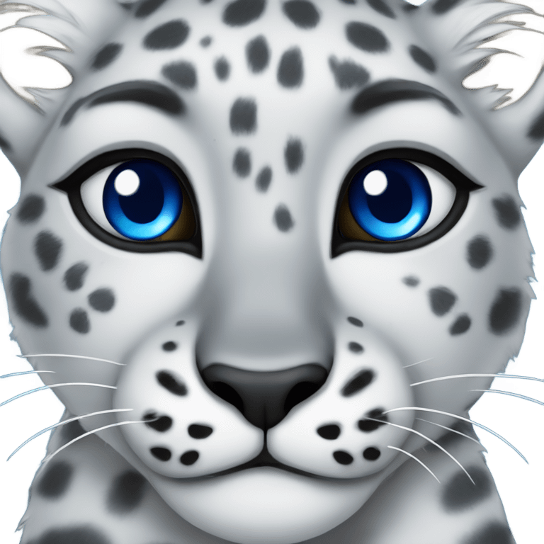 snow leopard with blue eyes emoji