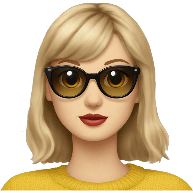 Taylor swift wearing sunglasses with Scottish fold cat in yellow sweater emoji