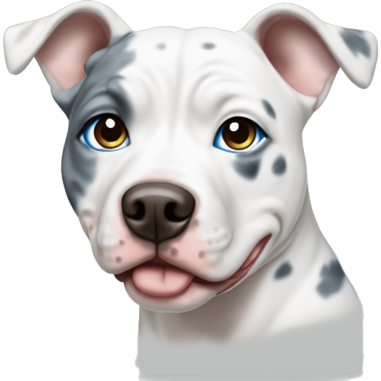 White Merle pitbull with blue eyes emoji