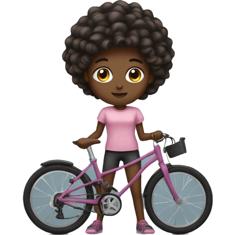 girl hair dark with bike emoji