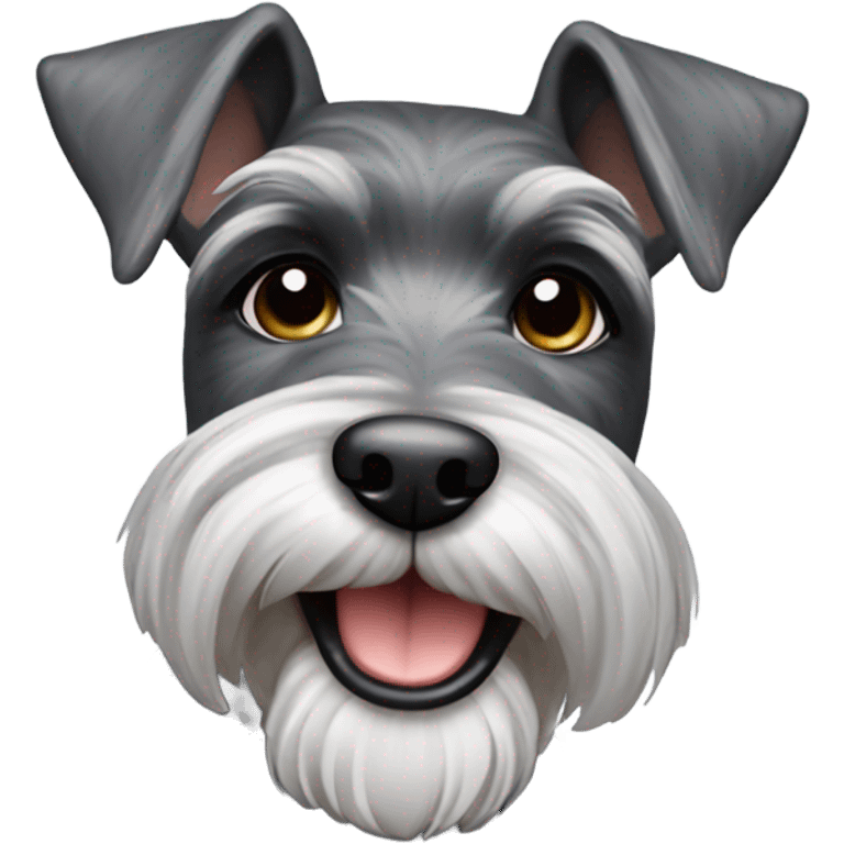 Miniature Schnauzer with a happy face emoji