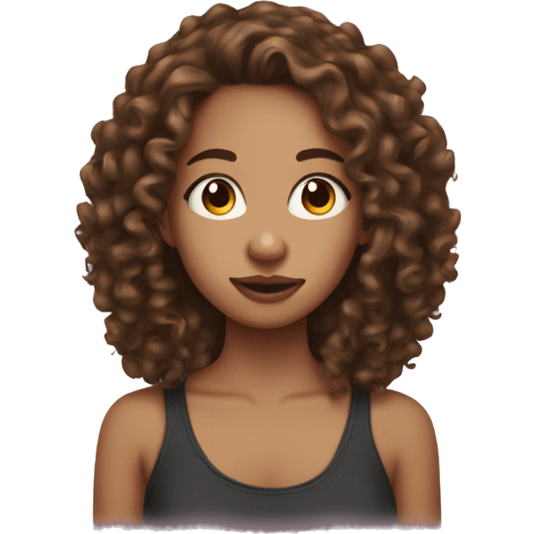 Teenage girl with brown curly hair and a septum piercing  emoji