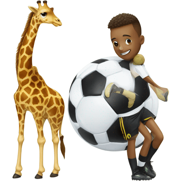 Giraffe and soccer emoji