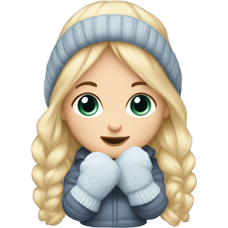 blonde baby wearing mittens emoji