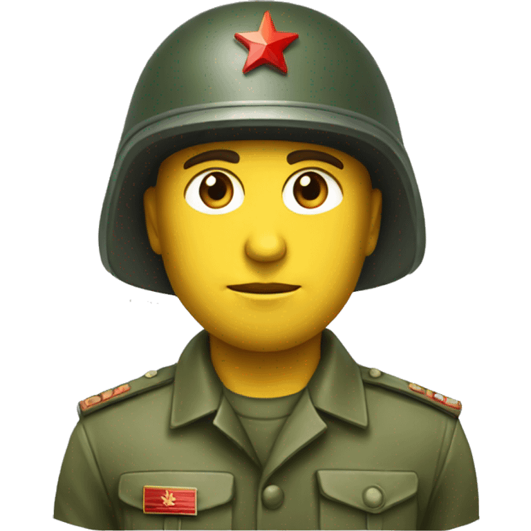 ussr soldier serious with military helmet emoji