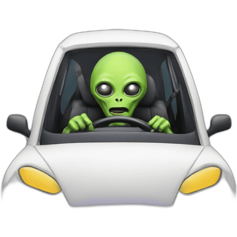 Alien driving a car emoji