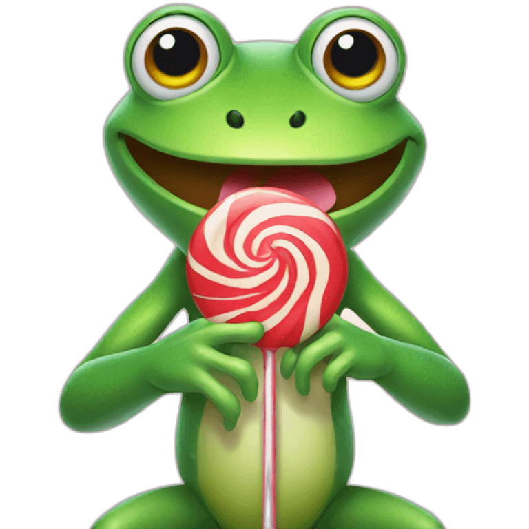 Frog holding a lollipop  emoji