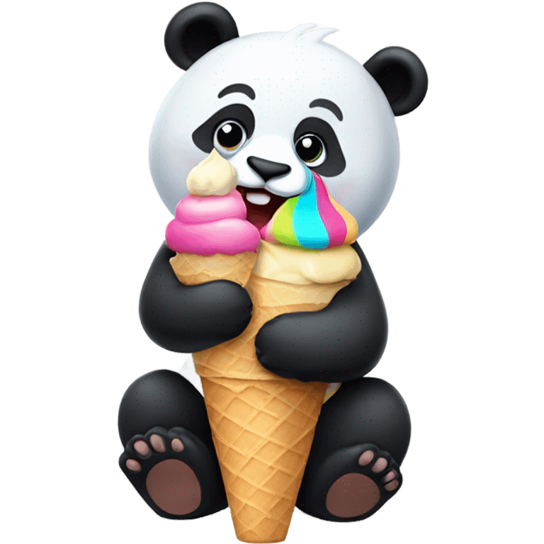 Panda eating ice cream emoji