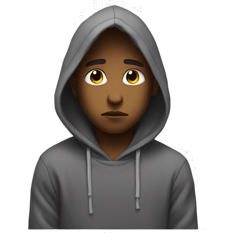 a boy in hoodie sad sitting head down emoji