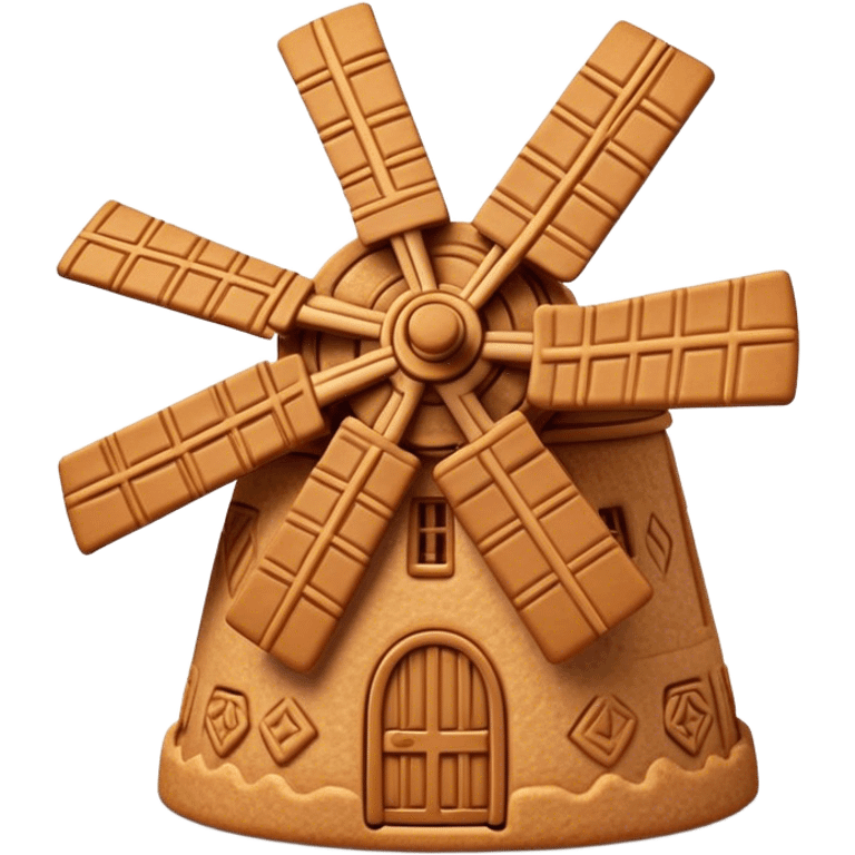 Speculaas Cinematic Realistic Speculaas Biscuit Emoji, depicted as a spiced speculaas cookie crafted in a charming windmill shape, rendered with intricate textures and warm, inviting lighting. emoji