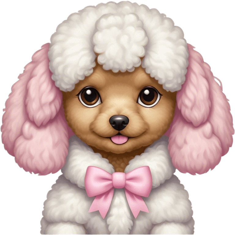 Toy poodle with pastel Pink bows  emoji